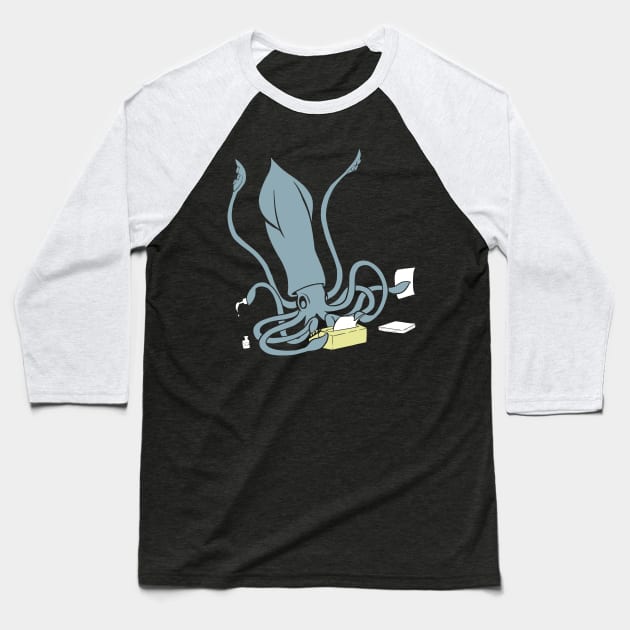 Squid on a Typewriter Baseball T-Shirt by lyonbeckers